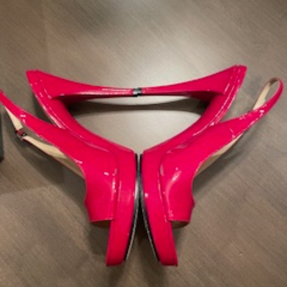 Via Spiga - Red Patent Slingback Peep-toe Heels - Size 8 - Picture 7 of 10